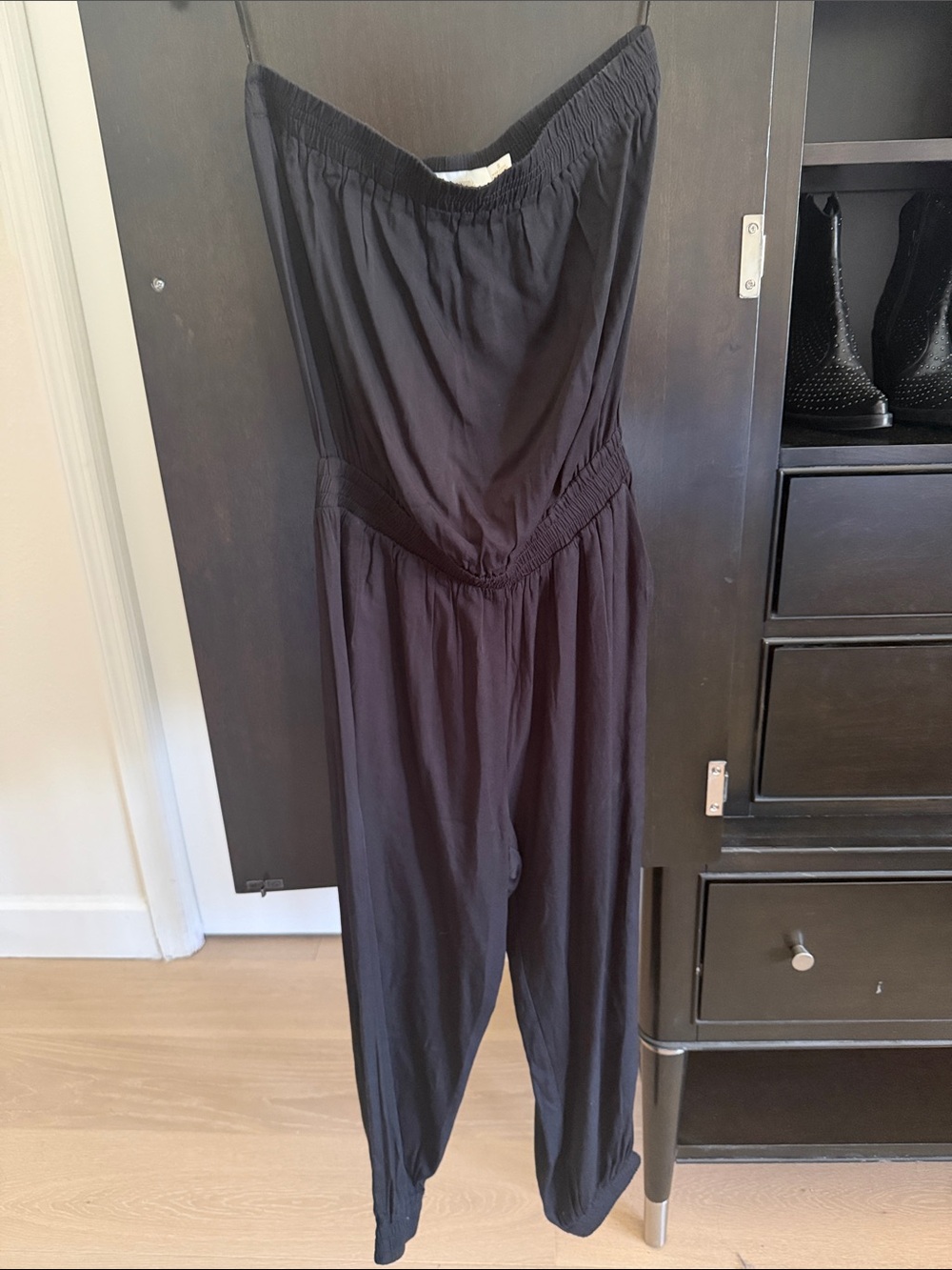 bishop + young Black Strapless Romper Jumpsuit